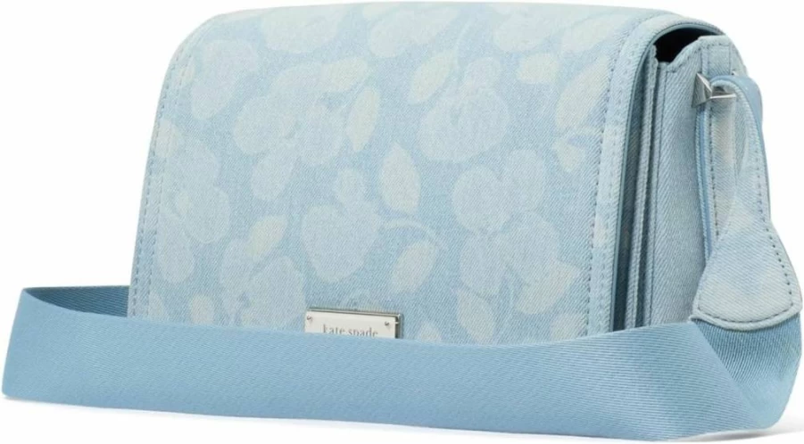 Kate Spade New York Liv Small Crossbody Bag in Printed Denim, Blue Multi Pattern
