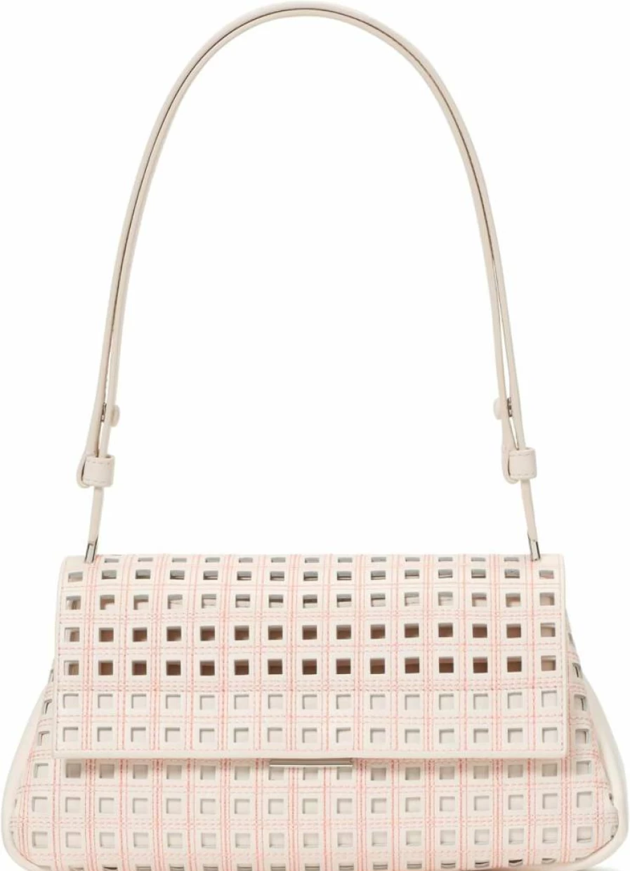 Kate Spade New York Grace Leather Shoulder Bag in Cream & Multi Color, Perforated Fine Grain Design