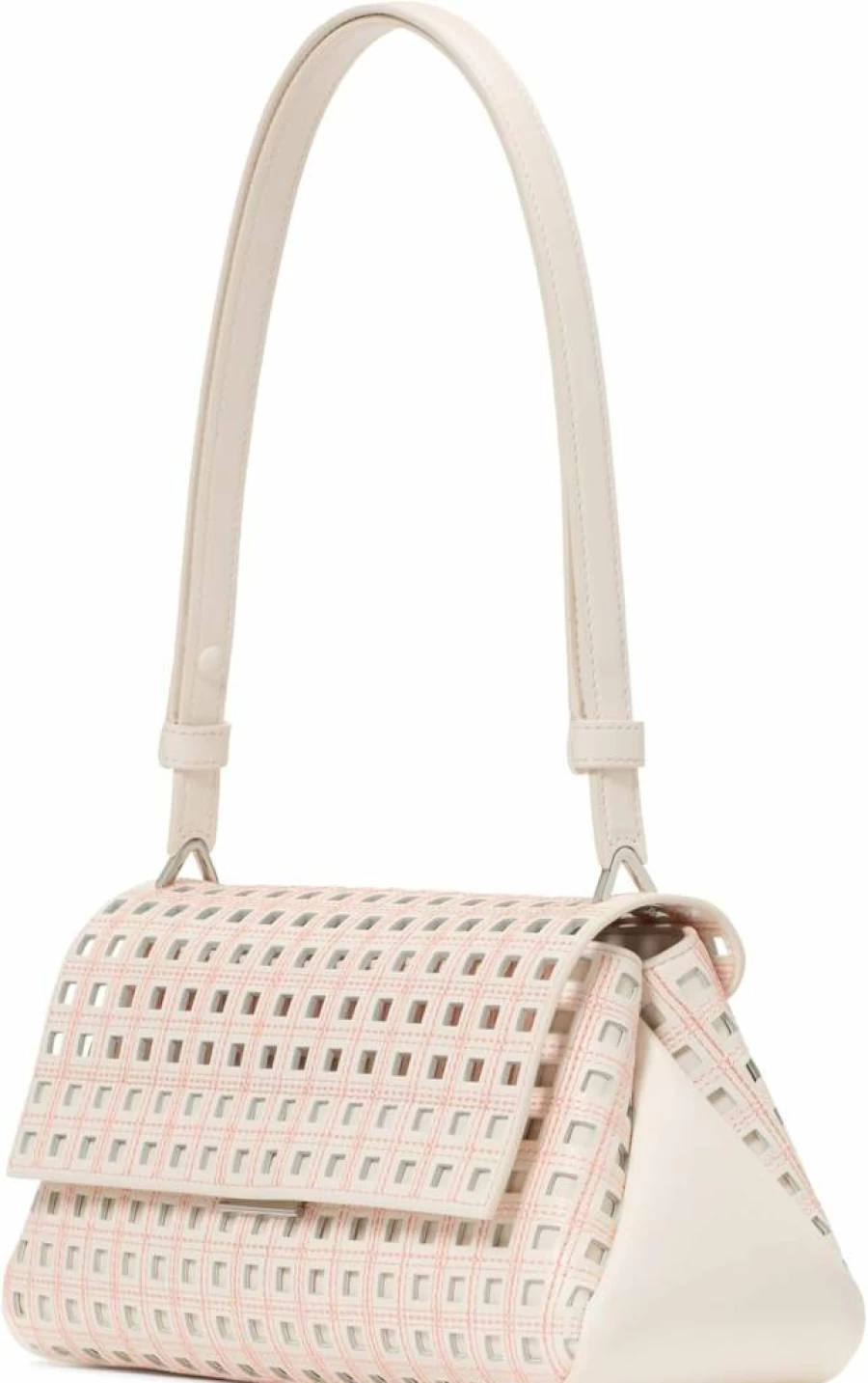 Kate Spade New York Grace Leather Shoulder Bag in Cream & Multi Color, Perforated Fine Grain Design