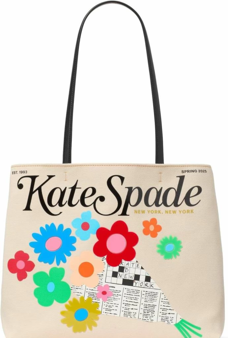 Kate Spade New York Large Printed Canvas Tote Bag - Multi Color Fresh Picks Design