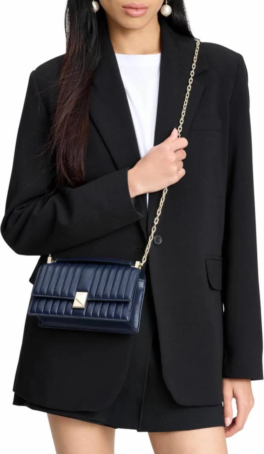 Kate Spade New York Deco Quilted Leather Mini Crossbody Bag with Chain Strap