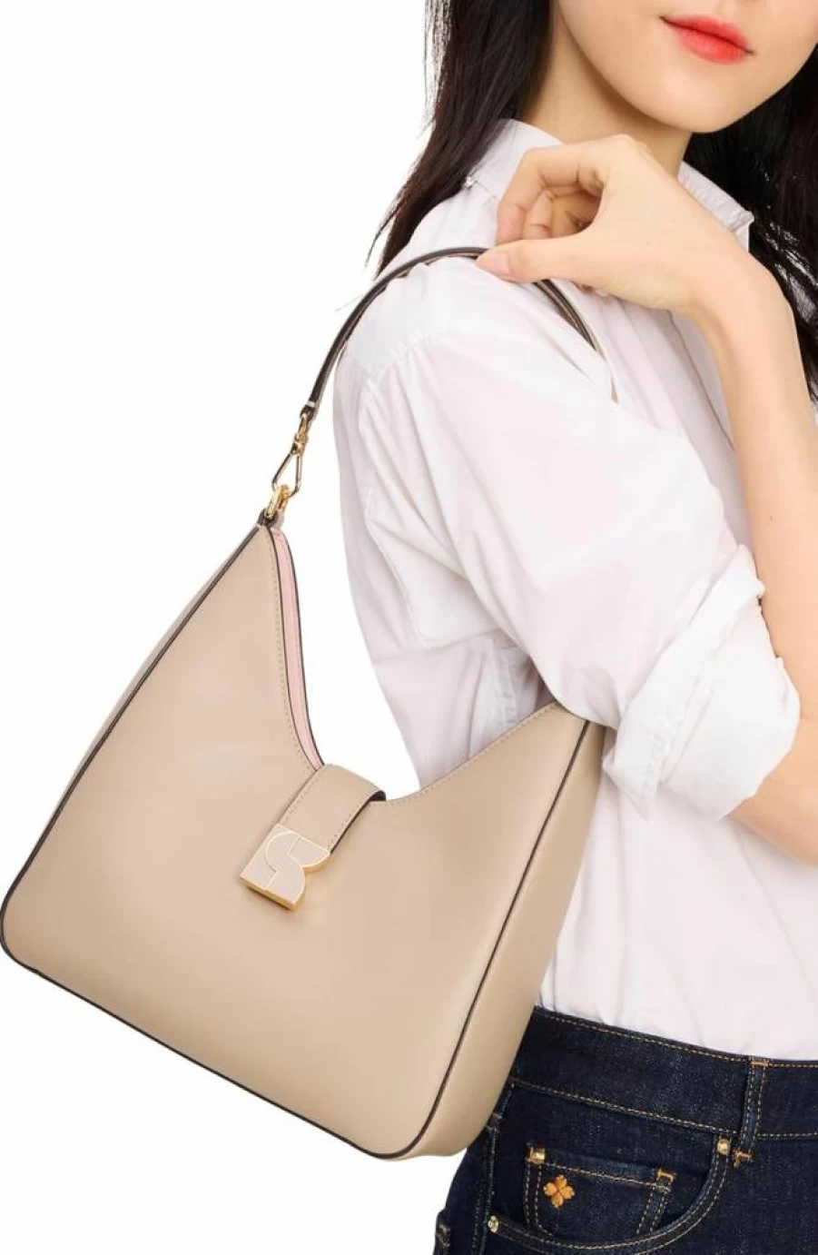 Kate Spade New York Dakota Leather Hobo Bag in Timeless Taupe – Stylish & Durable Shoulder Handbag