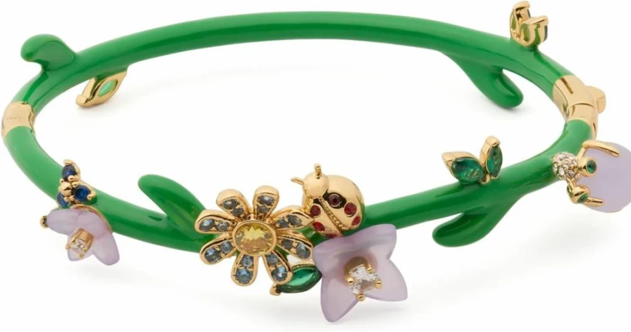 Kate Spade New York Garden Friends Multi-Color Floral Hinged Bangle Bracelet for Women