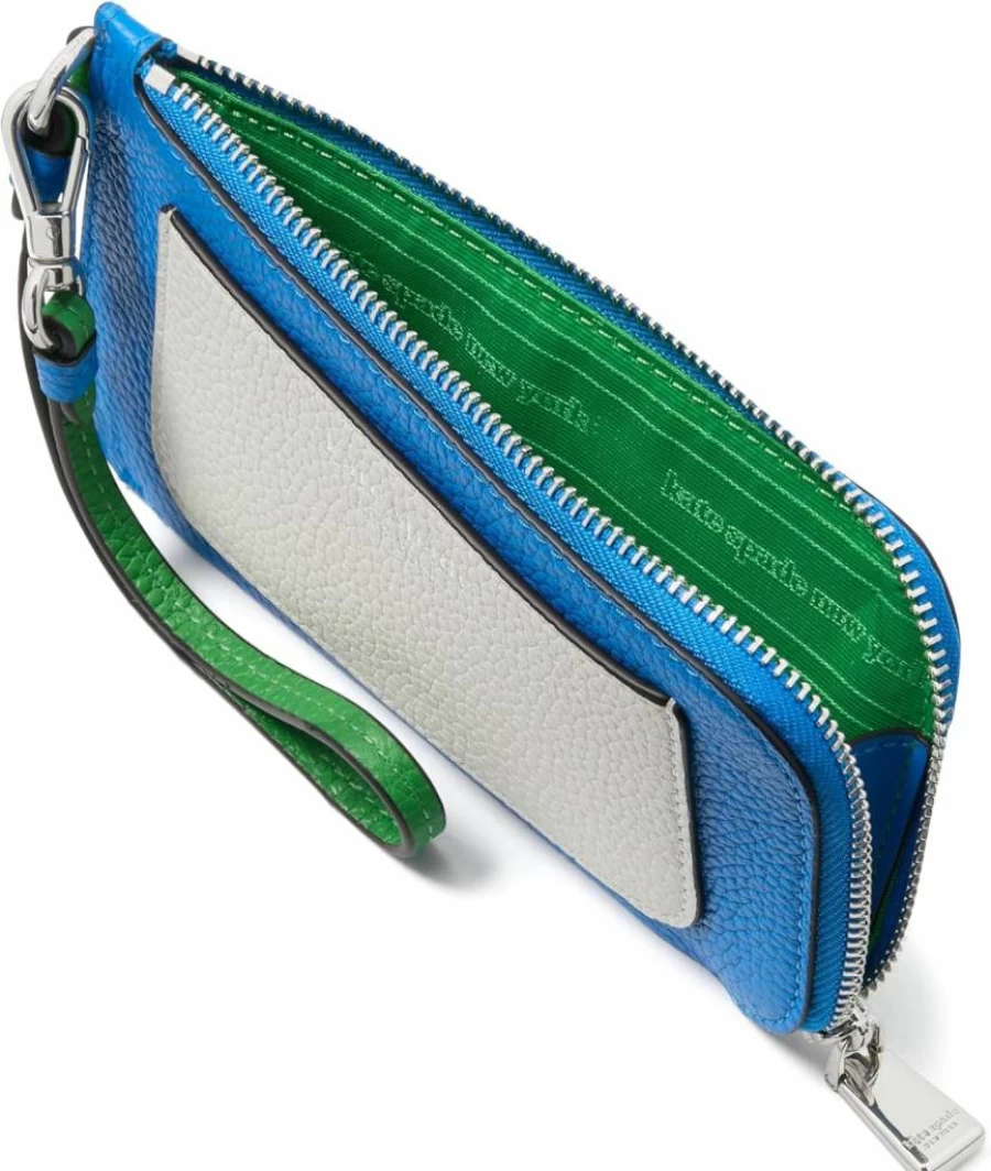 Kate Spade New York Women's Ava Leather Wristlet Card Holder - Colorblocked Pebbled Design