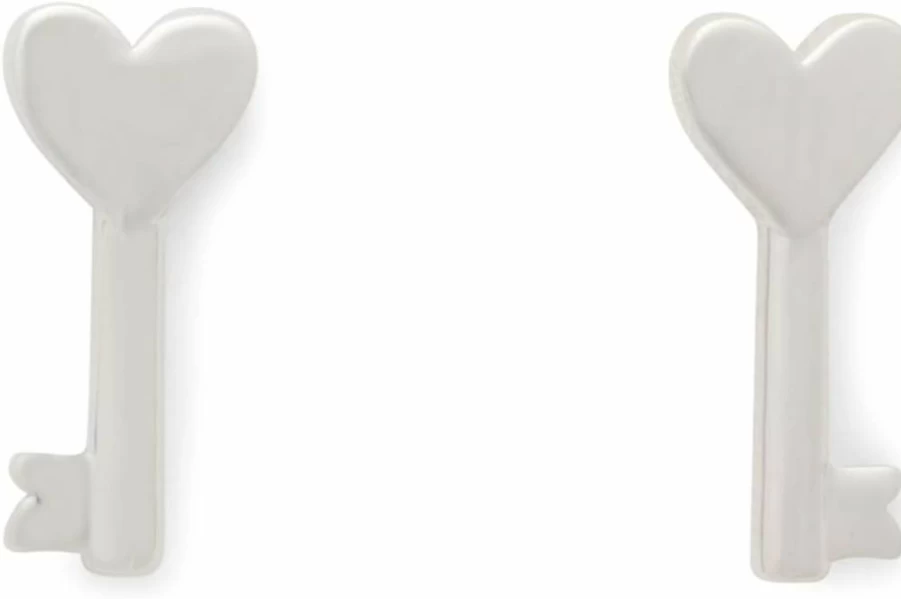 Kate Spade New York Heart Key Stud Earrings - Sterling Silver Rose Gold Plated Romantic Studs for Women
