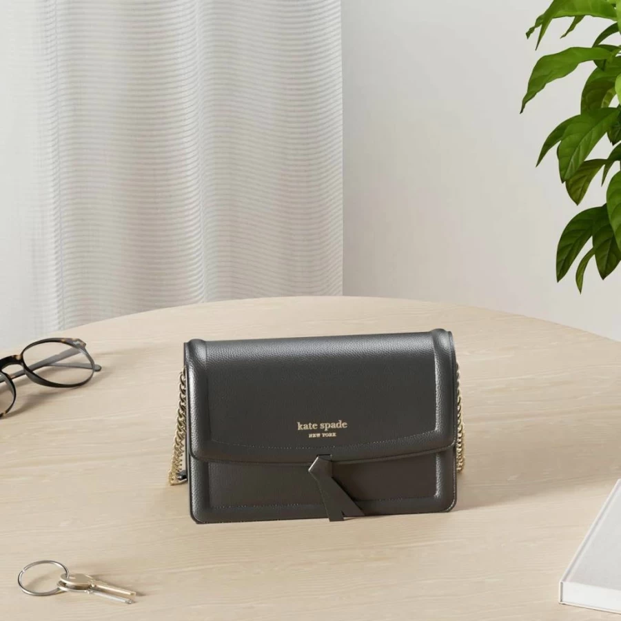 Kate Spade New York Knott Pebbled Leather Crossbody Bag with Flap Closure