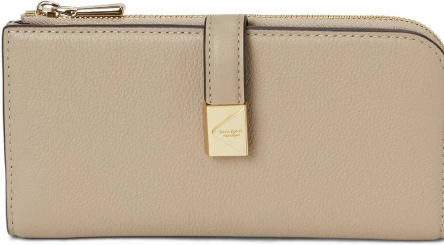 Kate Spade New York Small Leather Wallet - Stylish Compact Deco Pebbled Design for Everyday Use
