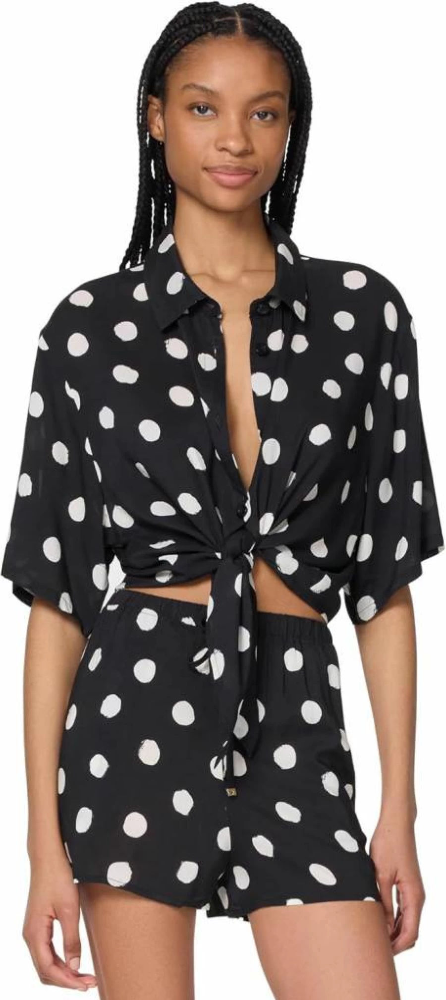 Kate Spade New York Women's Paint Dot Printed Button-Up Cover Up Shirt