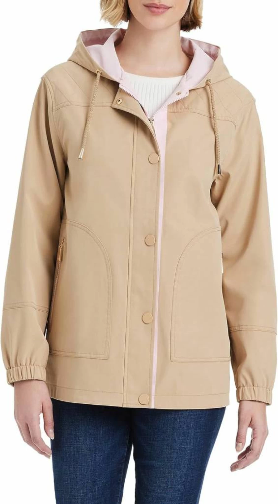 Kate Spade New York Women's Lightweight Water-Resistant Jacket - Stylish Raincoat for Everyday Wear