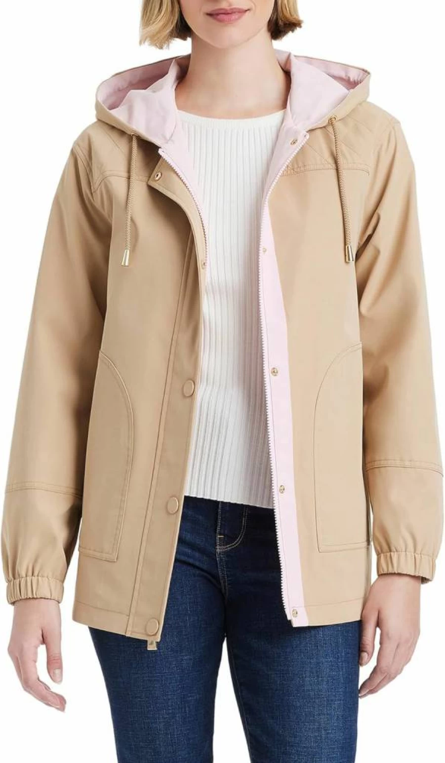 Kate Spade New York Women's Lightweight Water-Resistant Jacket - Stylish Raincoat for Everyday Wear