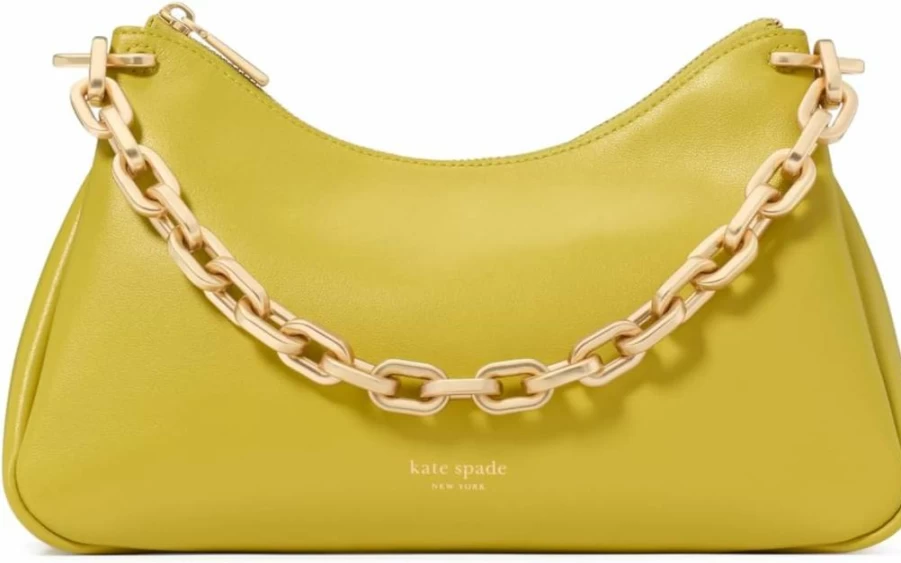Kate Spade New York Grace Leather Crossbody Bag with Chain Strap, Fine Grain Leather Shoulder Purse for Women