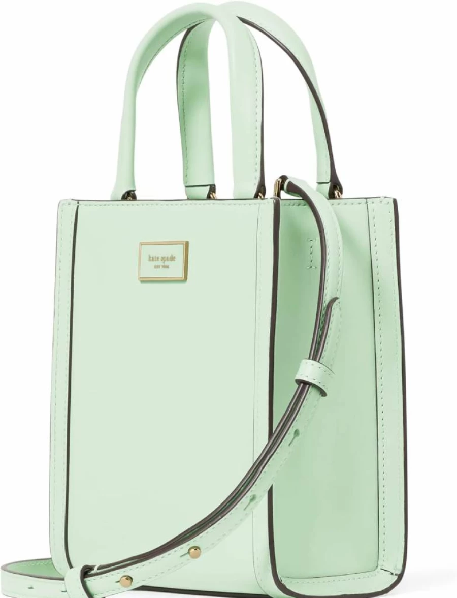 Kate Spade New York Mini Leather Tote Bag in Pistachio Ice - Manhattan Smooth Leather Crossbody Handbag