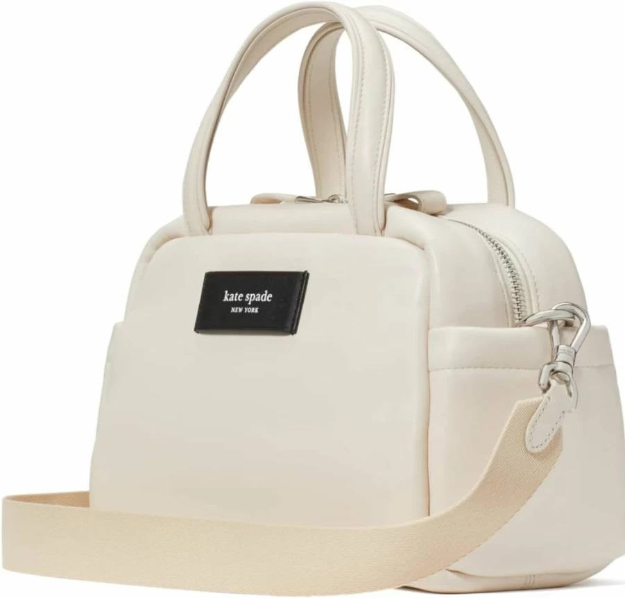 Kate Spade New York Women's Puffed Leather Satchel Handbag - Smooth Leather Crossbody Bag for Women