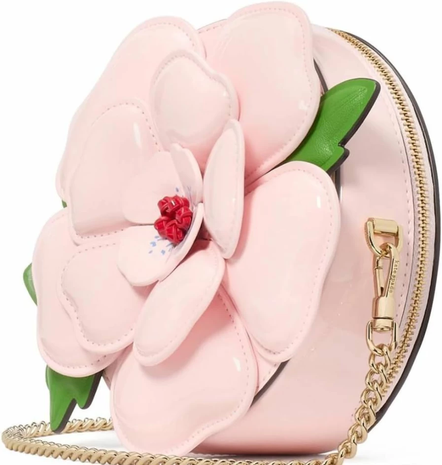 Kate Spade New York In The Garden 3D Floral Patent Leather Crossbody Bag in Pastry Pink