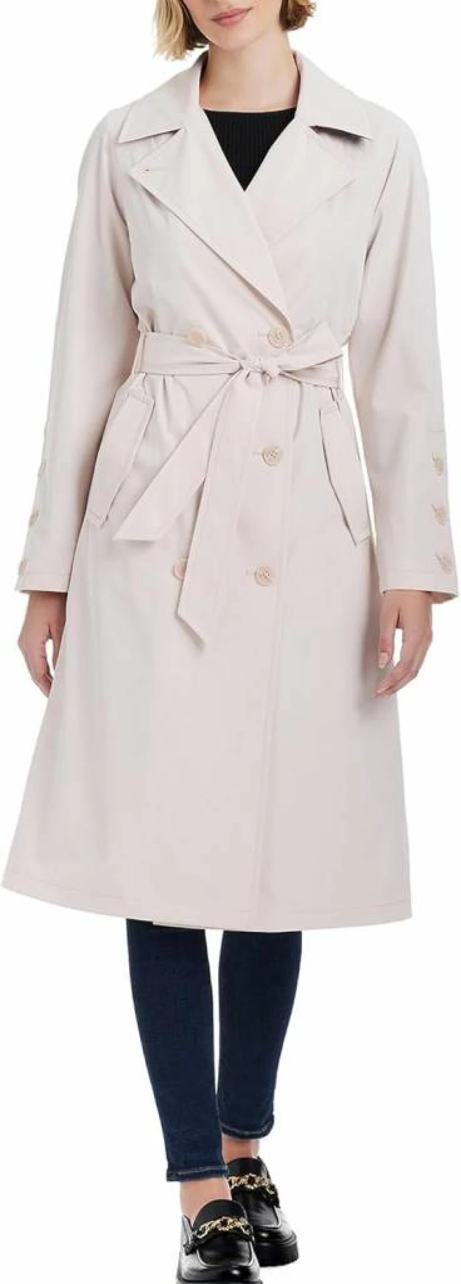 Kate Spade New York Women's Double Breasted Trench Coat - Classic Waterproof Raincoat for Women