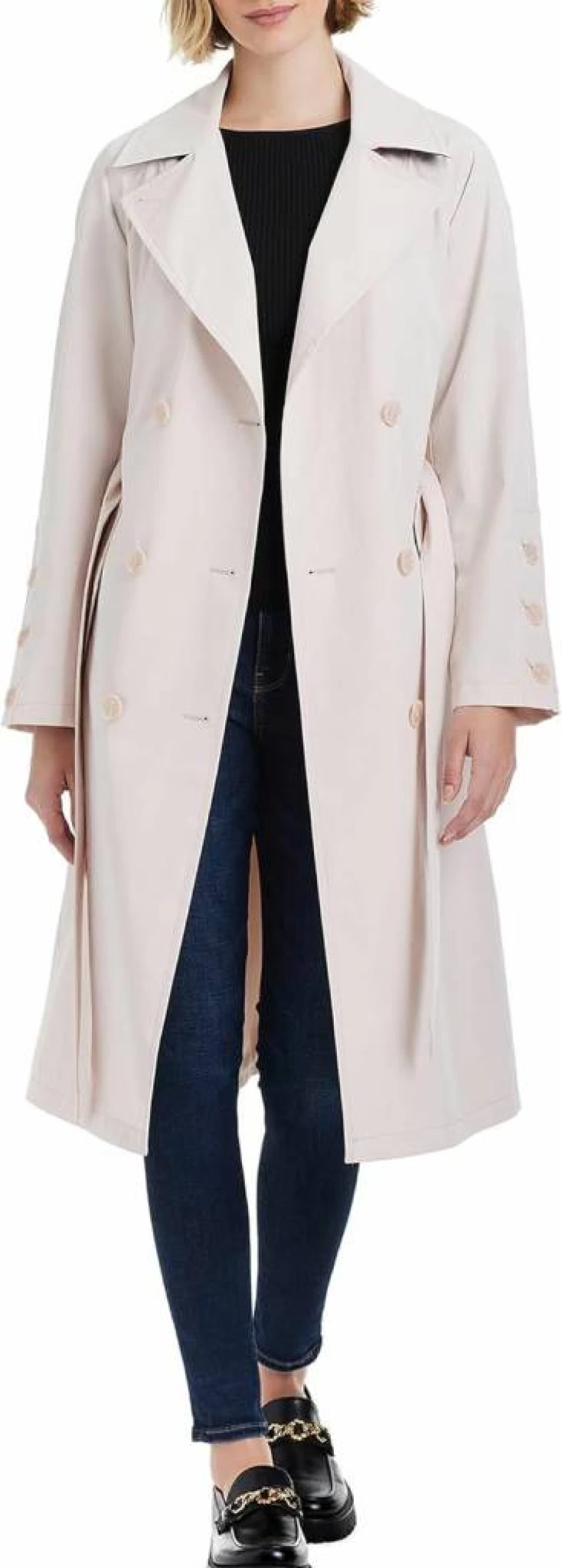 Kate Spade New York Women's Double Breasted Trench Coat - Classic Waterproof Raincoat for Women