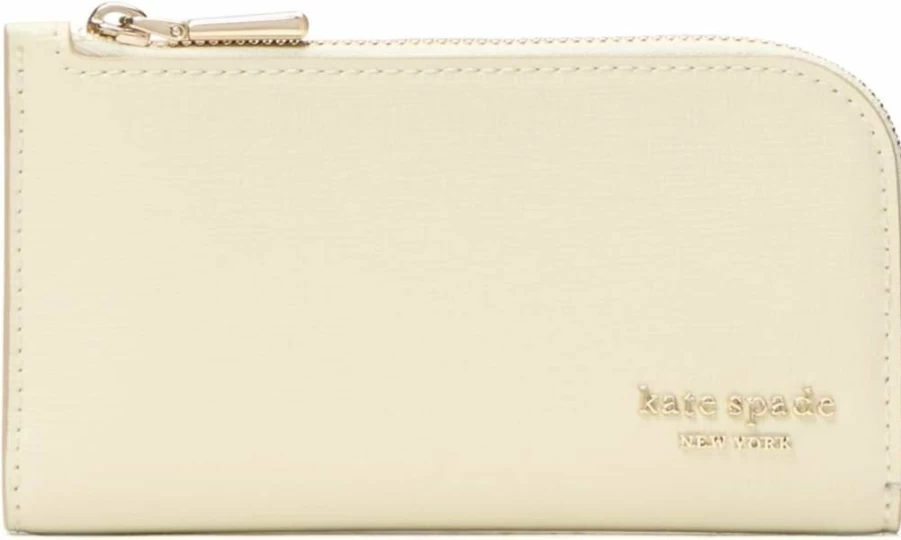 Kate Spade New York Devin Saffiano Leather Slim Bifold Wallet for Women, Sweet Cream, Small RFID Card Holder