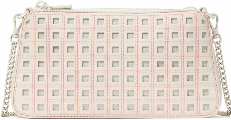 Kate Spade New York Grace Leather Crossbody Bag, Cream Perforated Design, Women's Fashion Handbag