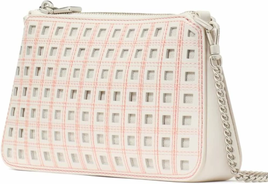 Kate Spade New York Grace Leather Crossbody Bag, Cream Perforated Design, Women's Fashion Handbag