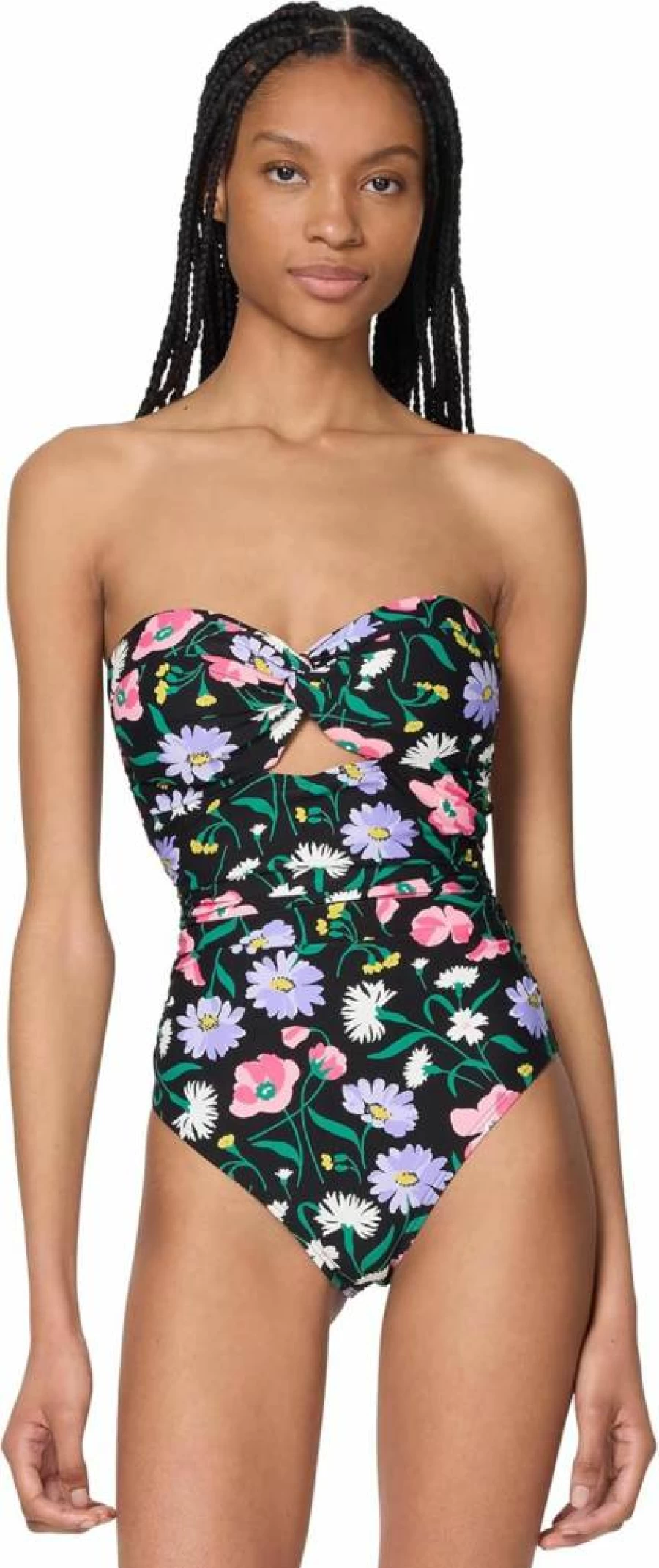Kate Spade New York Women's Floral Bandeau One-Piece Swimsuit Spring Bouquet Print