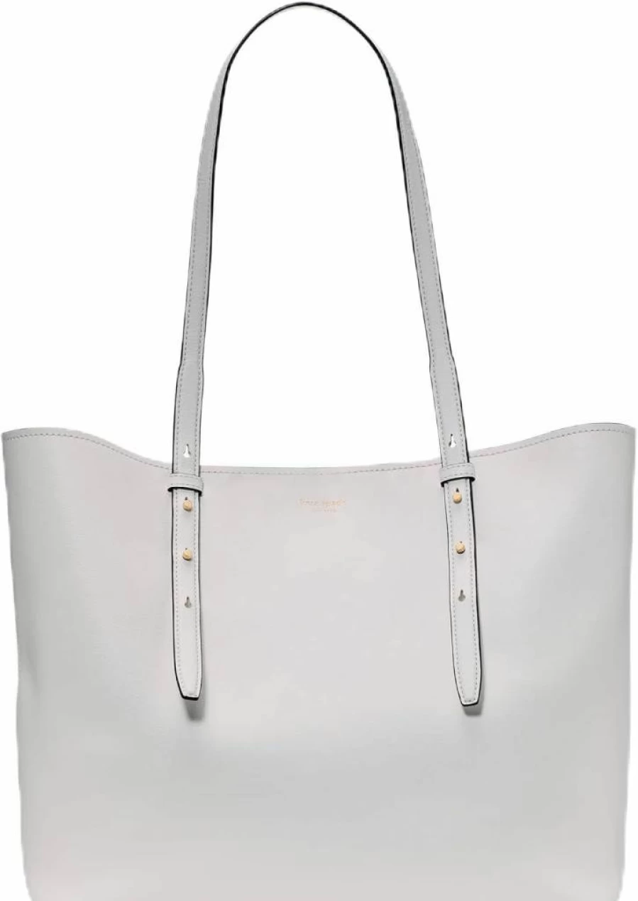Kate Spade New York Large Leather Tote Bag - Do It All Fine Grain, True White, Stylish Women's Handbag