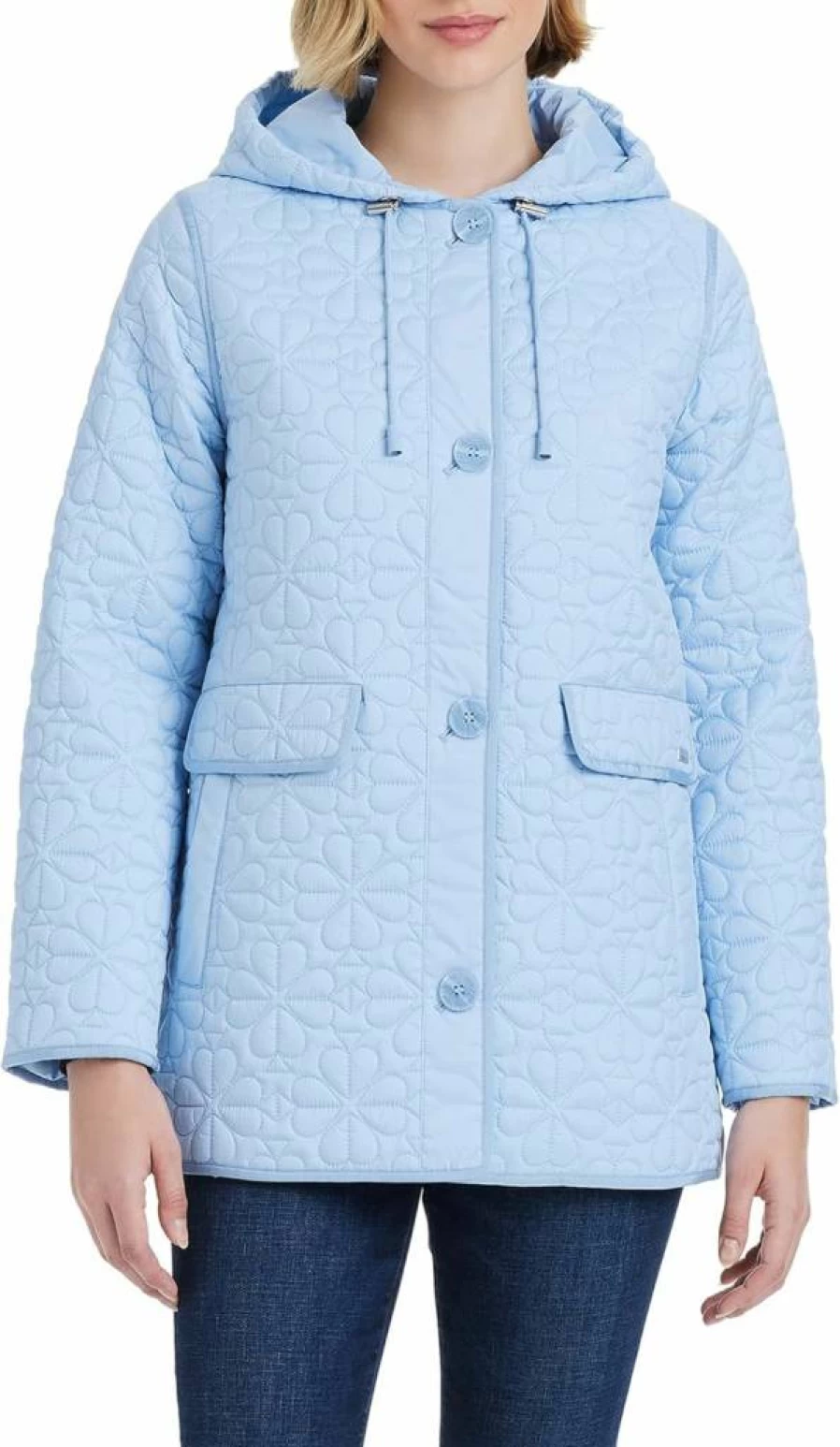 Kate Spade New York Women's Quilted Hooded Jacket - Lightweight A-Line Winter Coat