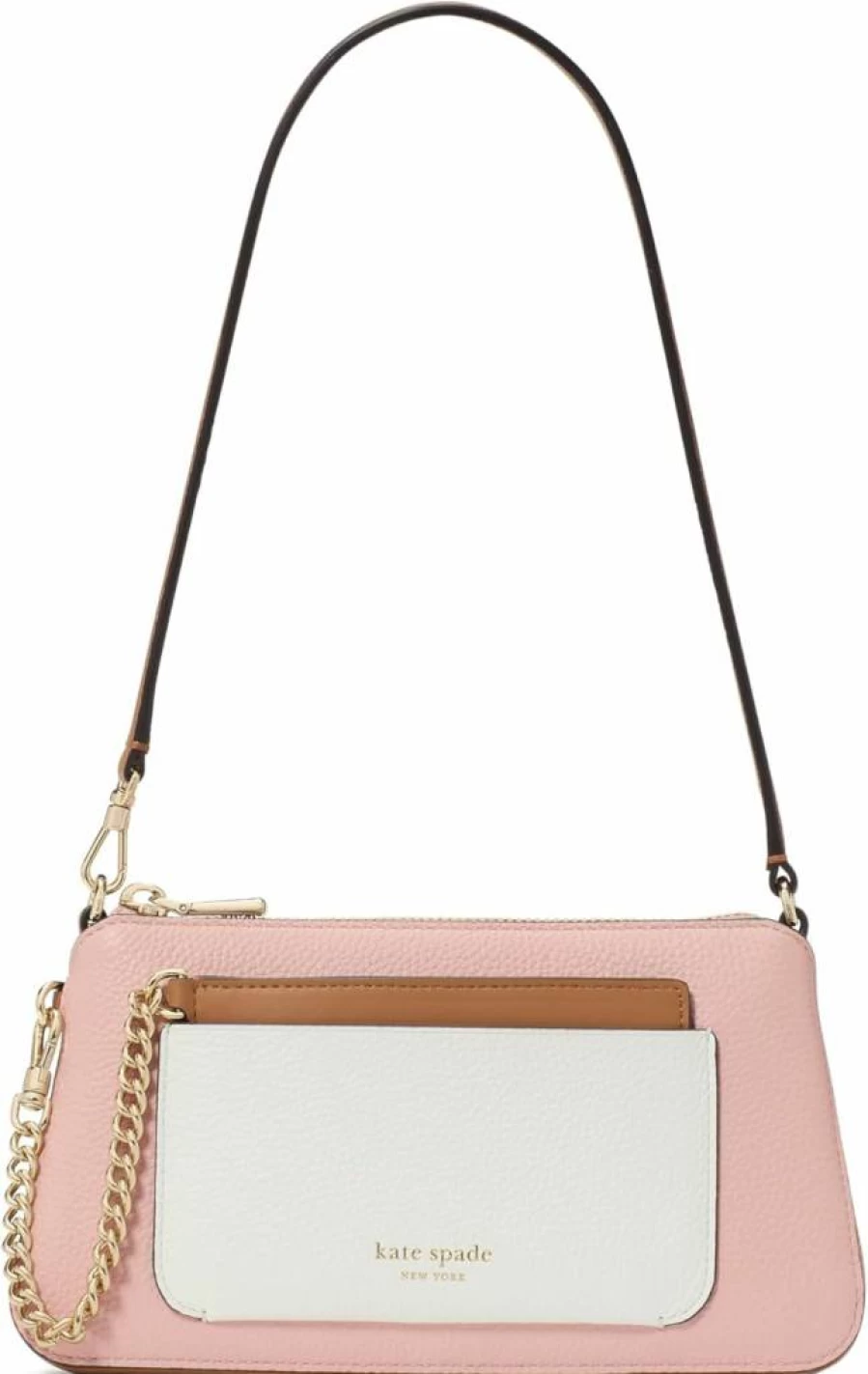 Kate Spade New York Ava Leather Crossbody Bag, Rose Smoke Multi Colorblocked 2-in-1 Pochette