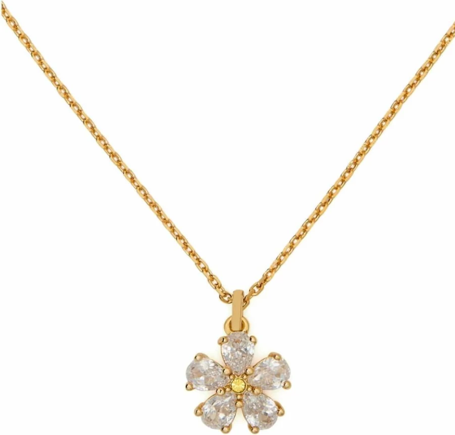 Kate Spade New York Bursting Blooms Floral Pendant Necklace - Elegant Gold-Tone Charm