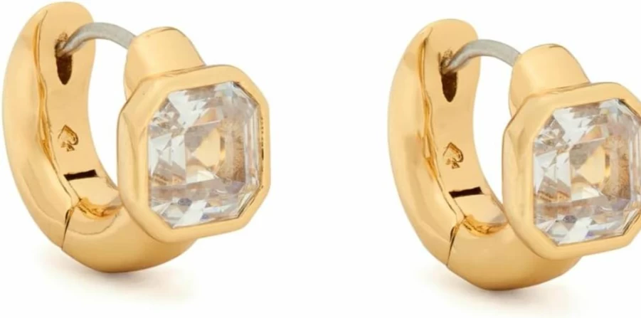 Kate Spade New York Keep Sparkling Huggie Earrings: Elegant Gold Hoop Earrings for Women