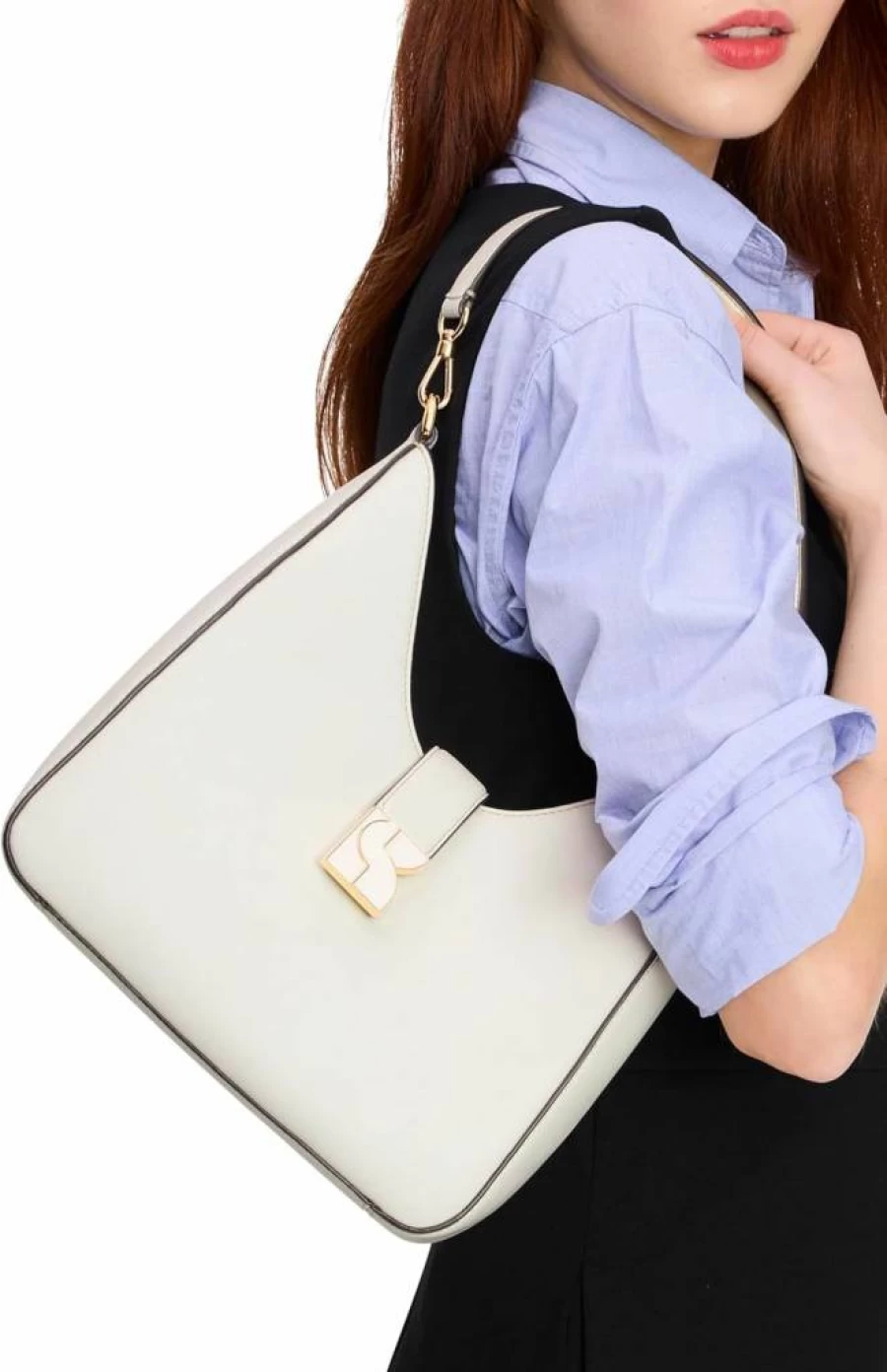 Kate Spade New York Dakota Leather Hobo Handbag in Cream | Smooth Leather Crossbody Bag for Women