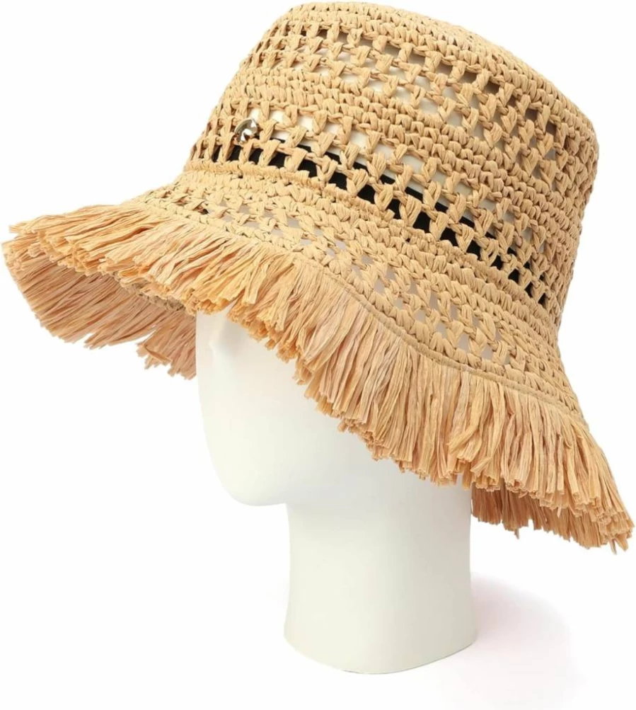 Kate Spade New York Women's Cloche Hat with Fringe Detail, Summer Fashion Accessory for Women