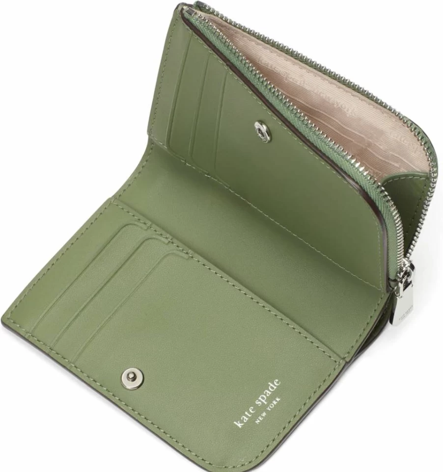 Kate Spade New York Devin Small Leather Wallet - Floral Embossed Design, Compact Cedar Stand Multi, Stylish Women's Accessory