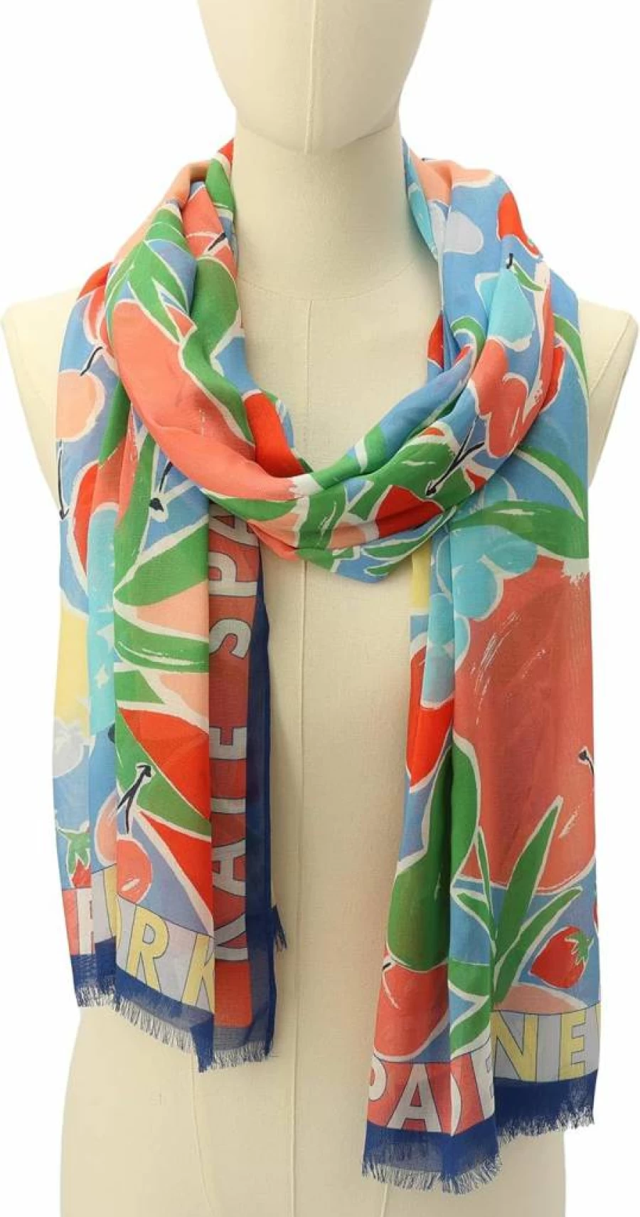 Kate Spade New York Women's Lightweight Viscose Scarf – Stylish Summer Fruit Print Fashion Accessory