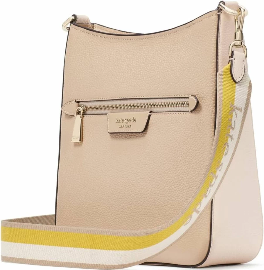 Kate Spade New York Hudson Large Leather Crossbody Bag in Colorblock Pebbled Leather