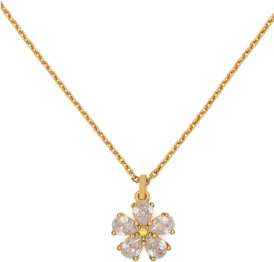 Kate Spade New York Floral Bloom Pendant Necklace - Elegant Gold-Tone Charm for Women