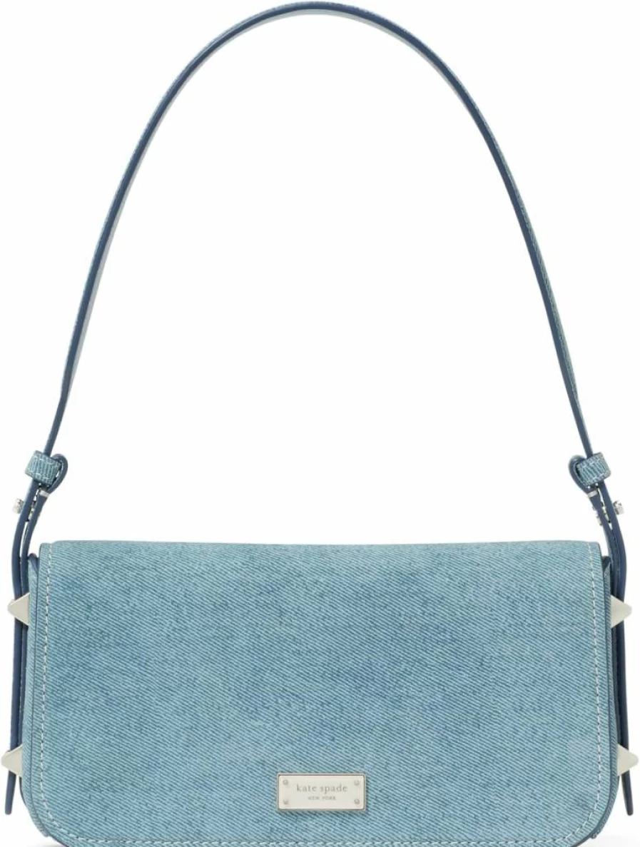 Kate Spade New York Liv Small Denim & Suede East West Shoulder Bag in Blue Multi Color