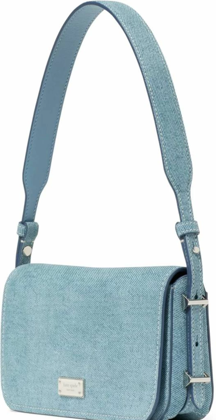 Kate Spade New York Liv Small Denim & Suede East West Shoulder Bag in Blue Multi Color