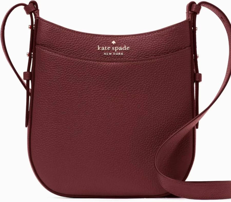 Kate Spade New York Leila Pebbled Leather Crossbody Bag in Blackberry Preserves, Stylish North South Design