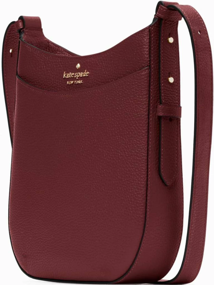 Kate Spade New York Leila Pebbled Leather Crossbody Bag in Blackberry Preserves, Stylish North South Design