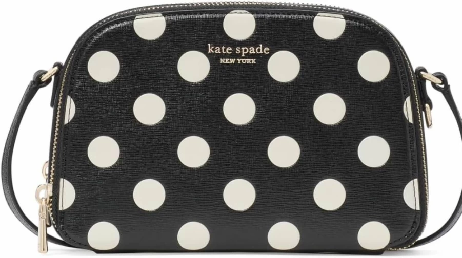 Kate Spade New York Devin Leather Crossbody Bag - Saffiano Double Zip Dome Handbag for Women