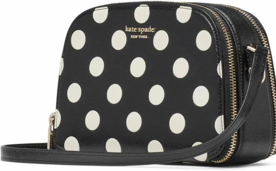 Kate Spade New York Devin Leather Crossbody Bag - Saffiano Double Zip Dome Handbag for Women