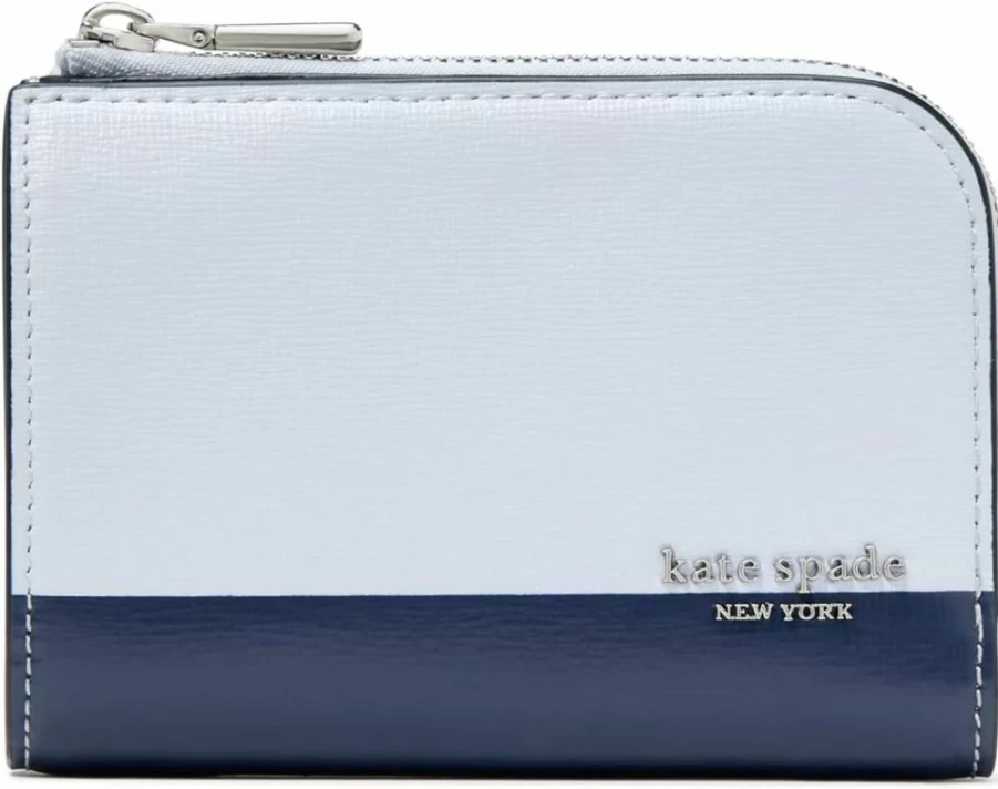 Kate Spade New York Devin Small Leather Wallet in Pale Sapphirine Multi Colorblocked Design