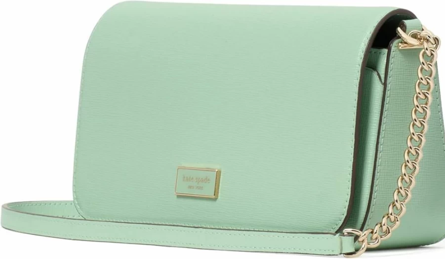 Kate Spade New York Serena Saffiano Leather Crossbody Wallet with Chain Strap, Pistachio Ice Color