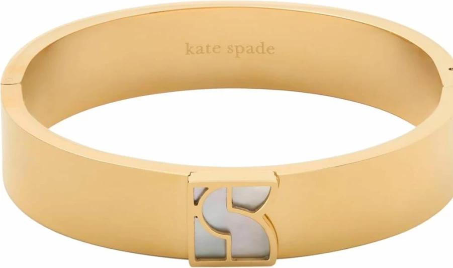 Kate Spade New York Dakota Hinged Bangle Bracelet for Women - Signature Gold-Tone Cuff