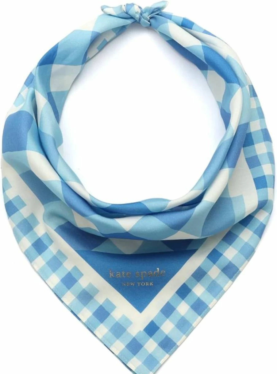 Kate Spade New York Women's Plaid Silk Bandana Scarf – Lightweight Fashion Accessory for Everyday Style