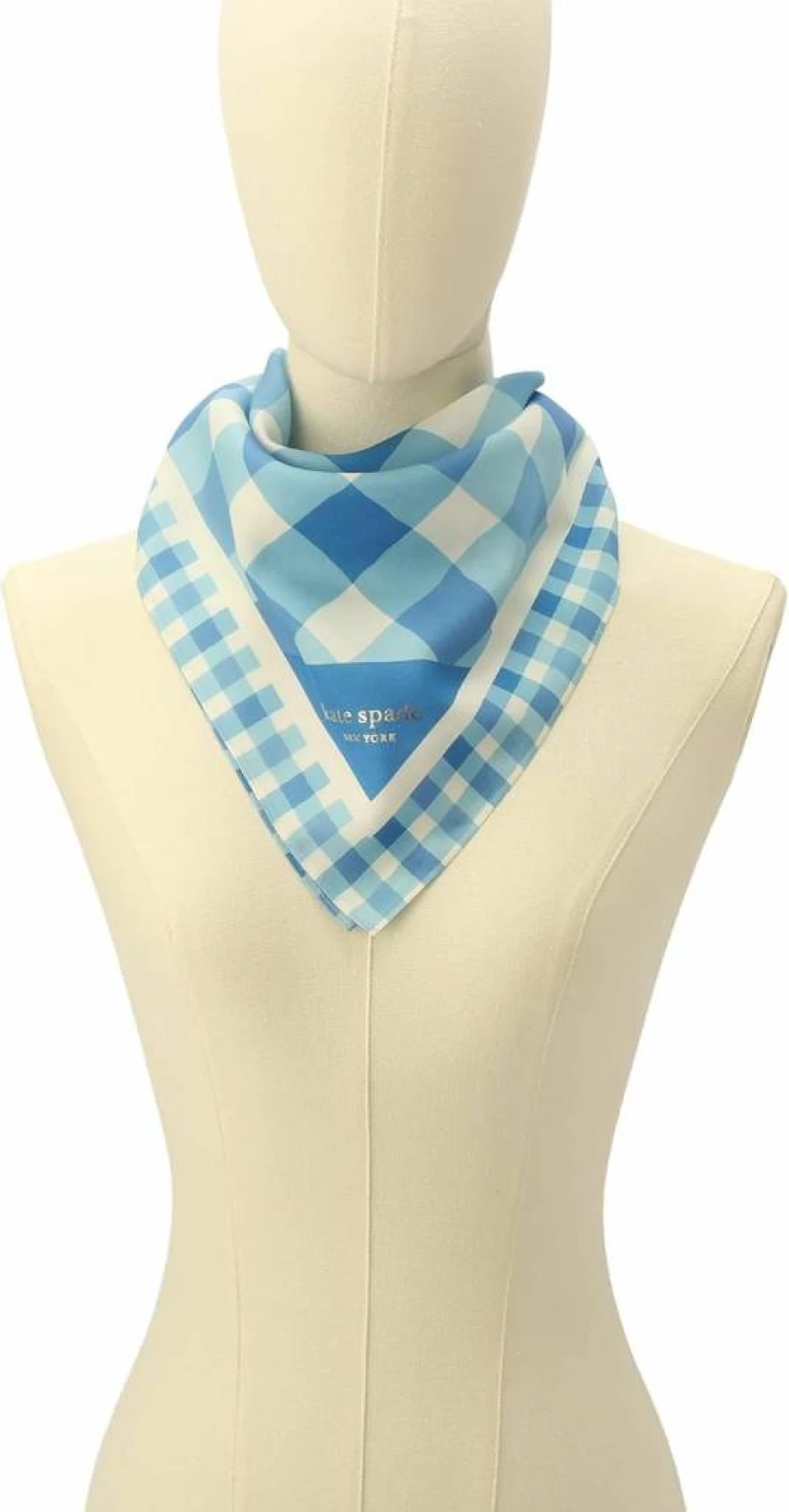 Kate Spade New York Women's Plaid Silk Bandana Scarf – Lightweight Fashion Accessory for Everyday Style