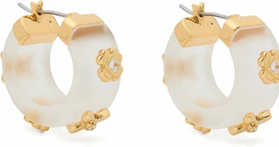 Kate Spade New York Heritage Bloom Hoop Earrings - Floral Design Gold-Tone Hoops for Women