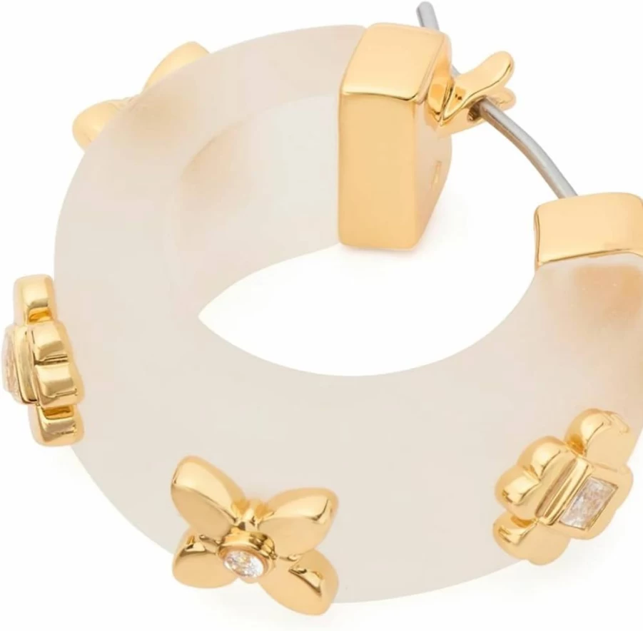 Kate Spade New York Heritage Bloom Hoop Earrings - Floral Design Gold-Tone Hoops for Women