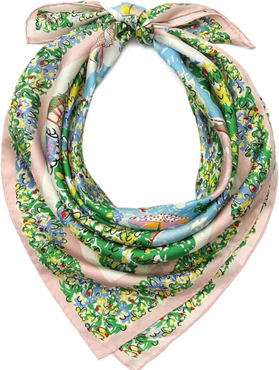 Kate Spade New York Springtime Gardens Silk Scarf for Women – Lightweight Fashion Accessory